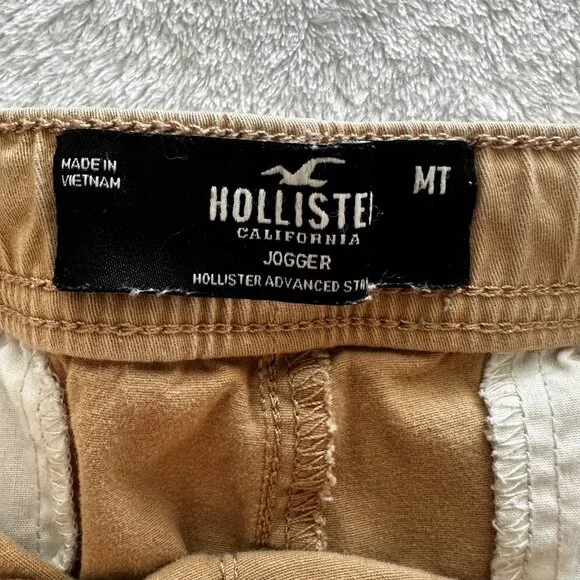 Hollister MT Men’s Joggers Tan Tapered Drawstring Tall Length - Picture 9 of 14